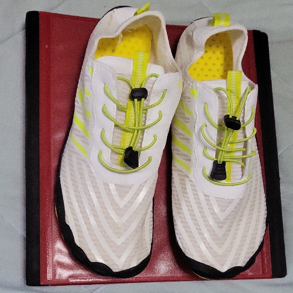 White and Yellow Men's Slip-On Loafers
